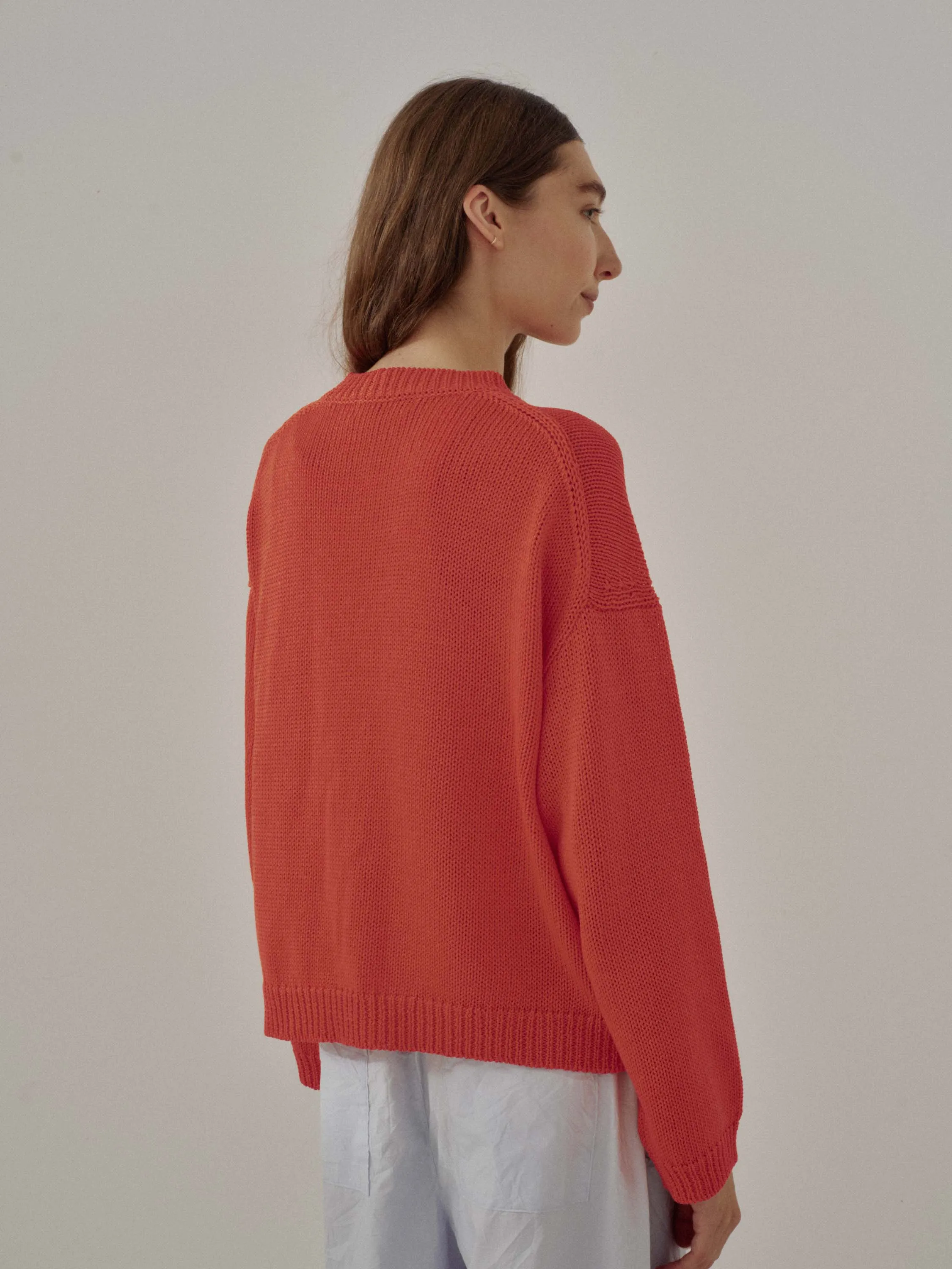Us Pre Crew Neck Cardigan in Red Orange sold by Sayaka Davis product image thumbnail 4