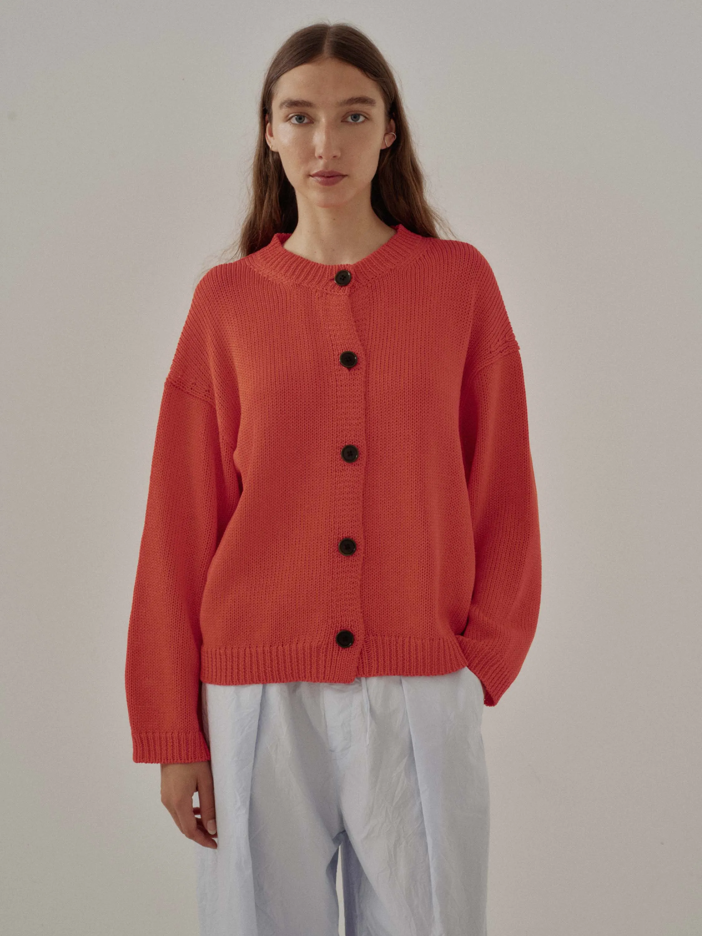 Us Pre Crew Neck Cardigan in Red Orange sold by Sayaka Davis product image thumbnail 2