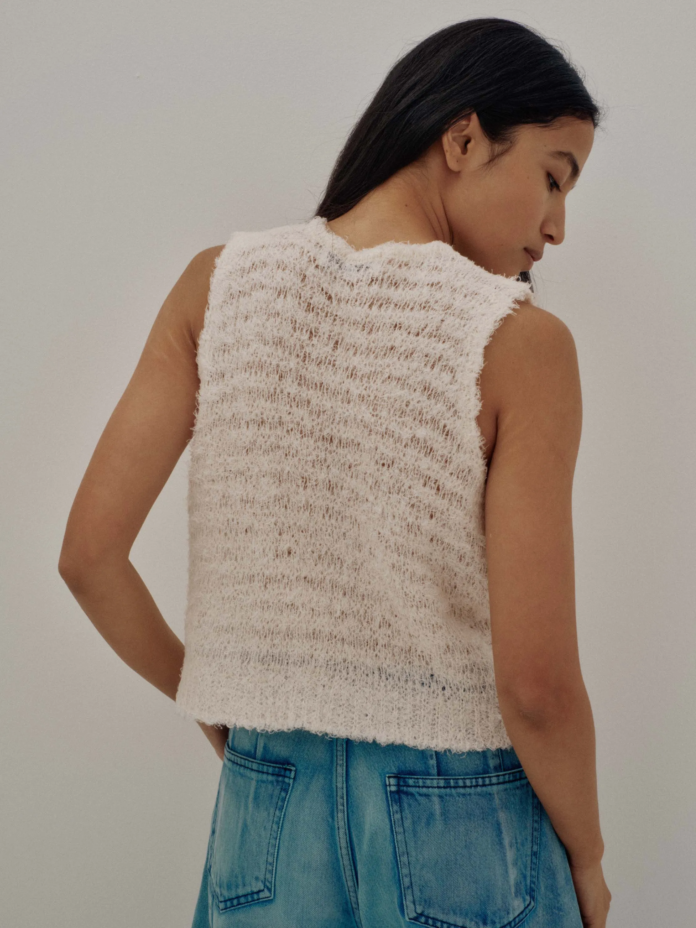 Us Pre Linen Fur Vest in Ecru sold by Sayaka Davis product image thumbnail 4