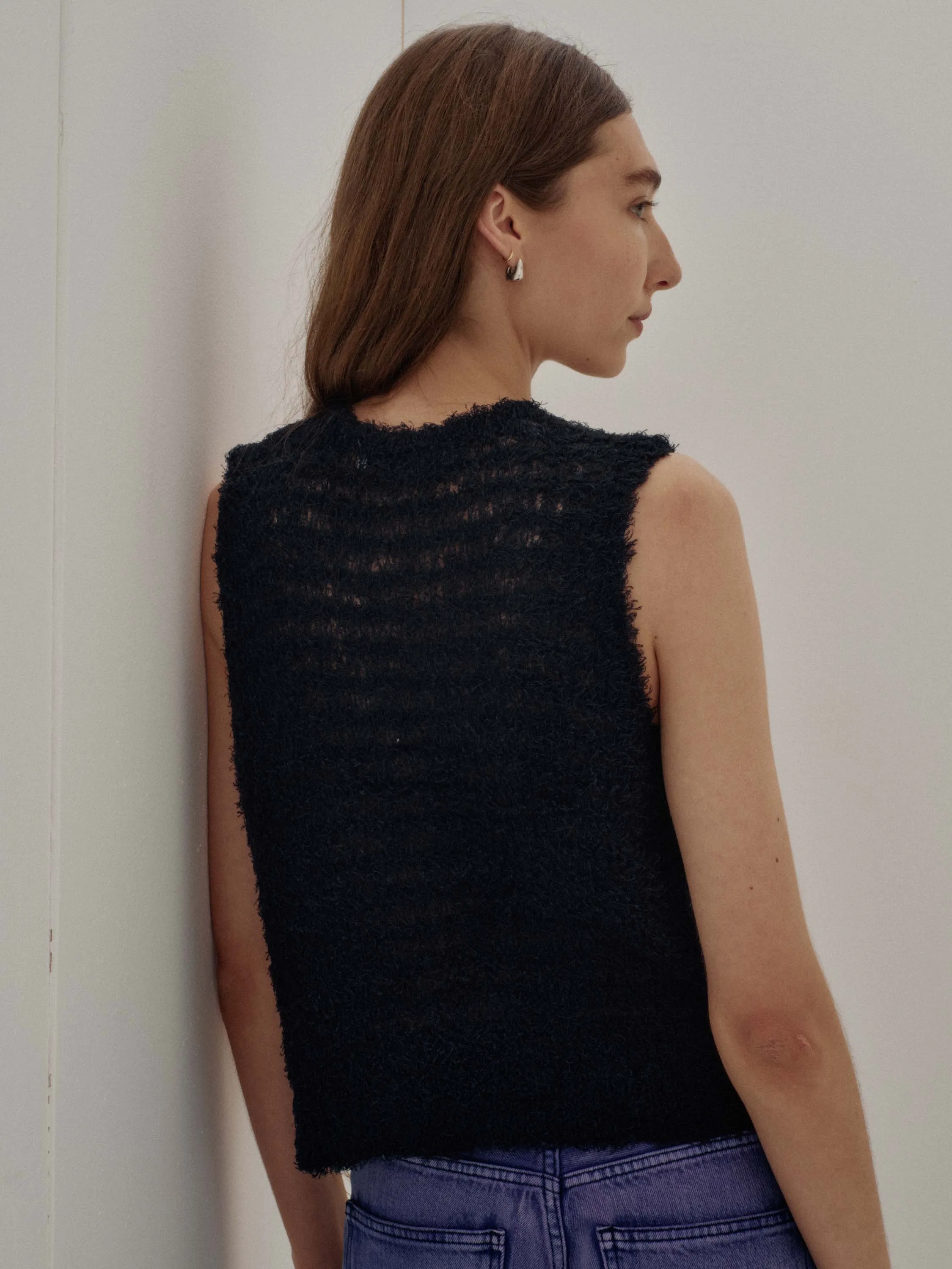 Us Pre Linen Fur Vest in Navy sold by Sayaka Davis product image thumbnail 2