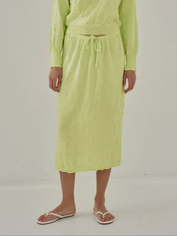 Us Pre Crinkled Knit Skirt in Electric Lime made by Sayaka Davis