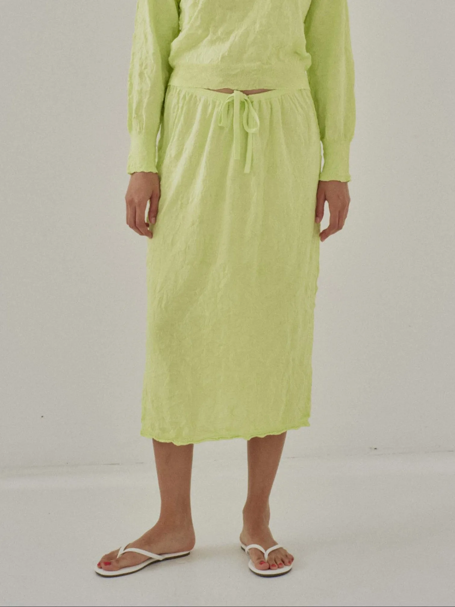 Us Pre Crinkled Knit Skirt in Electric Lime sold by Sayaka Davis