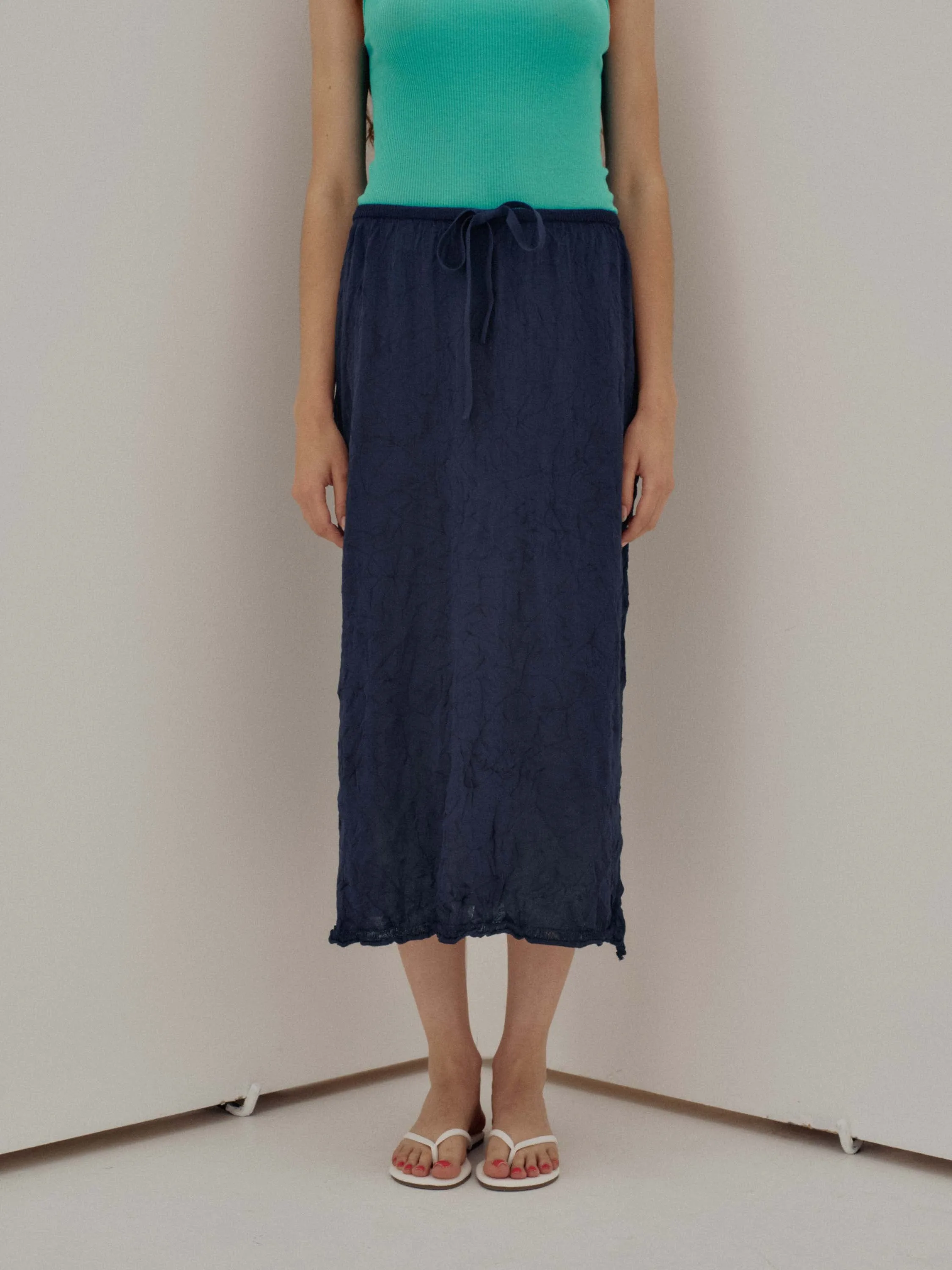 Us Pre Crinkled Knit Skirt in Navy sold by Sayaka Davis product image thumbnail 2