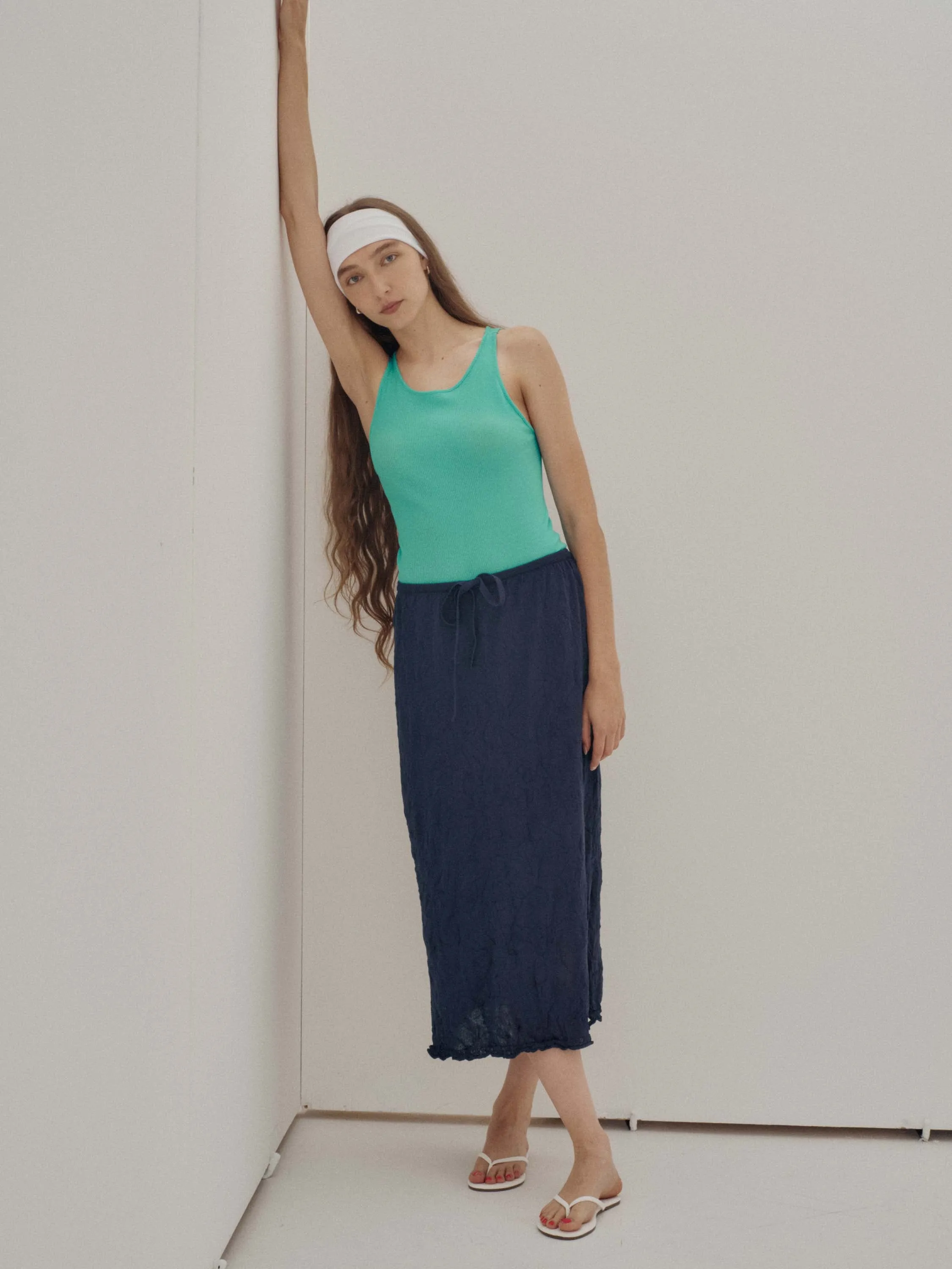 Us Pre Crinkled Knit Skirt in Navy sold by Sayaka Davis product image thumbnail 4