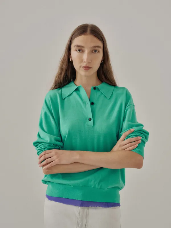 Us Pre Knit Polo in Aqua Green made by Sayaka Davis
