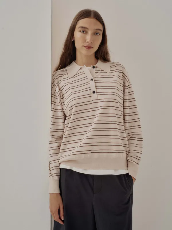 Us Pre Knit Polo in Stripes made by Sayaka Davis