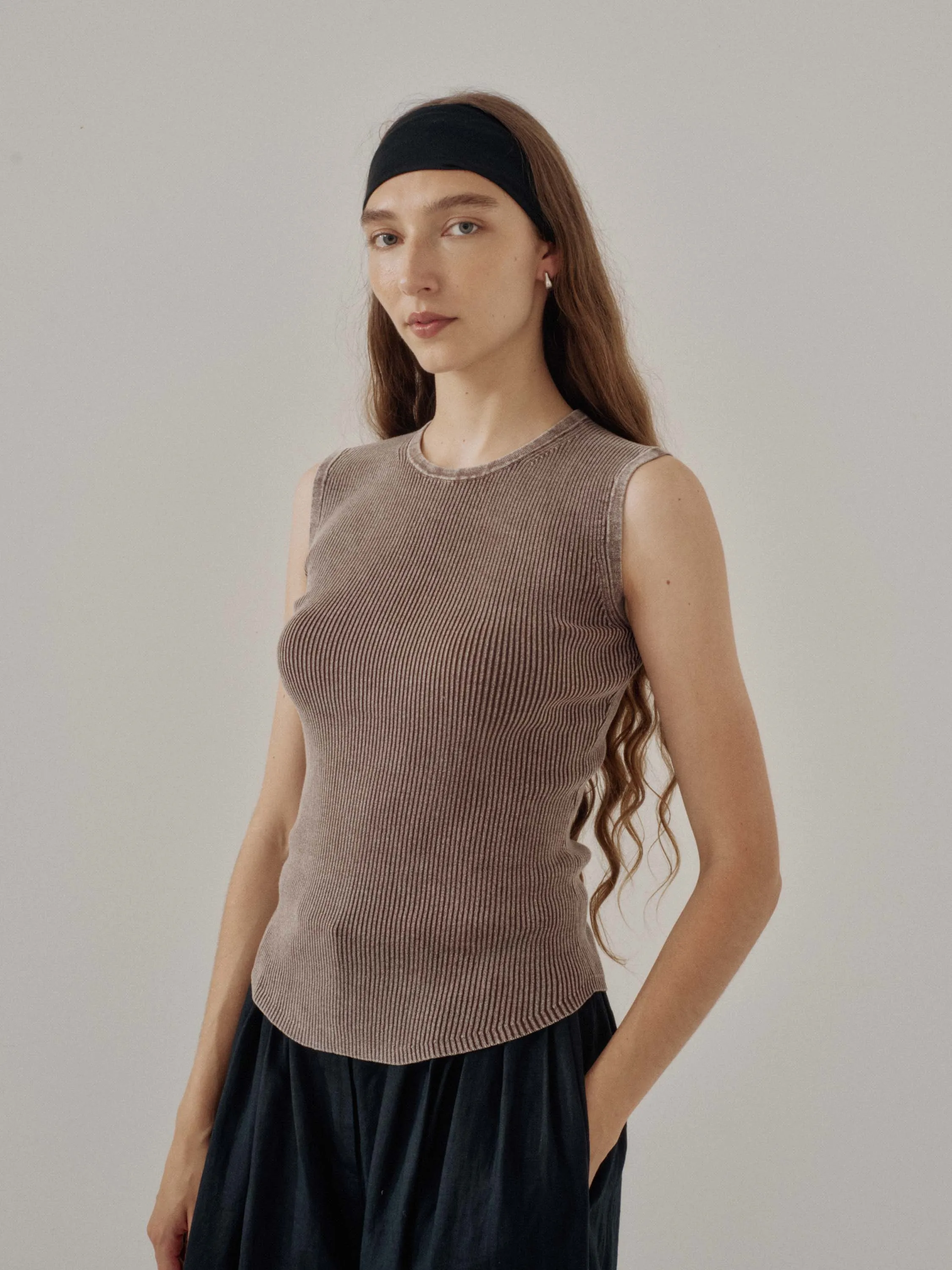 Us Pre Ribbed Tank in Coffee sold by Sayaka Davis