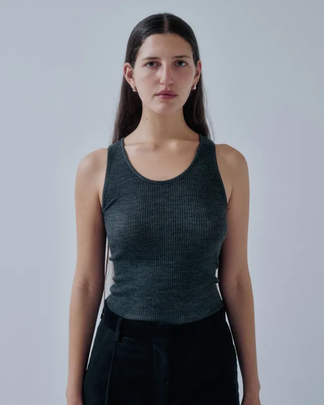 Circular Rib Tank in Heather Gray made by Sayaka Davis