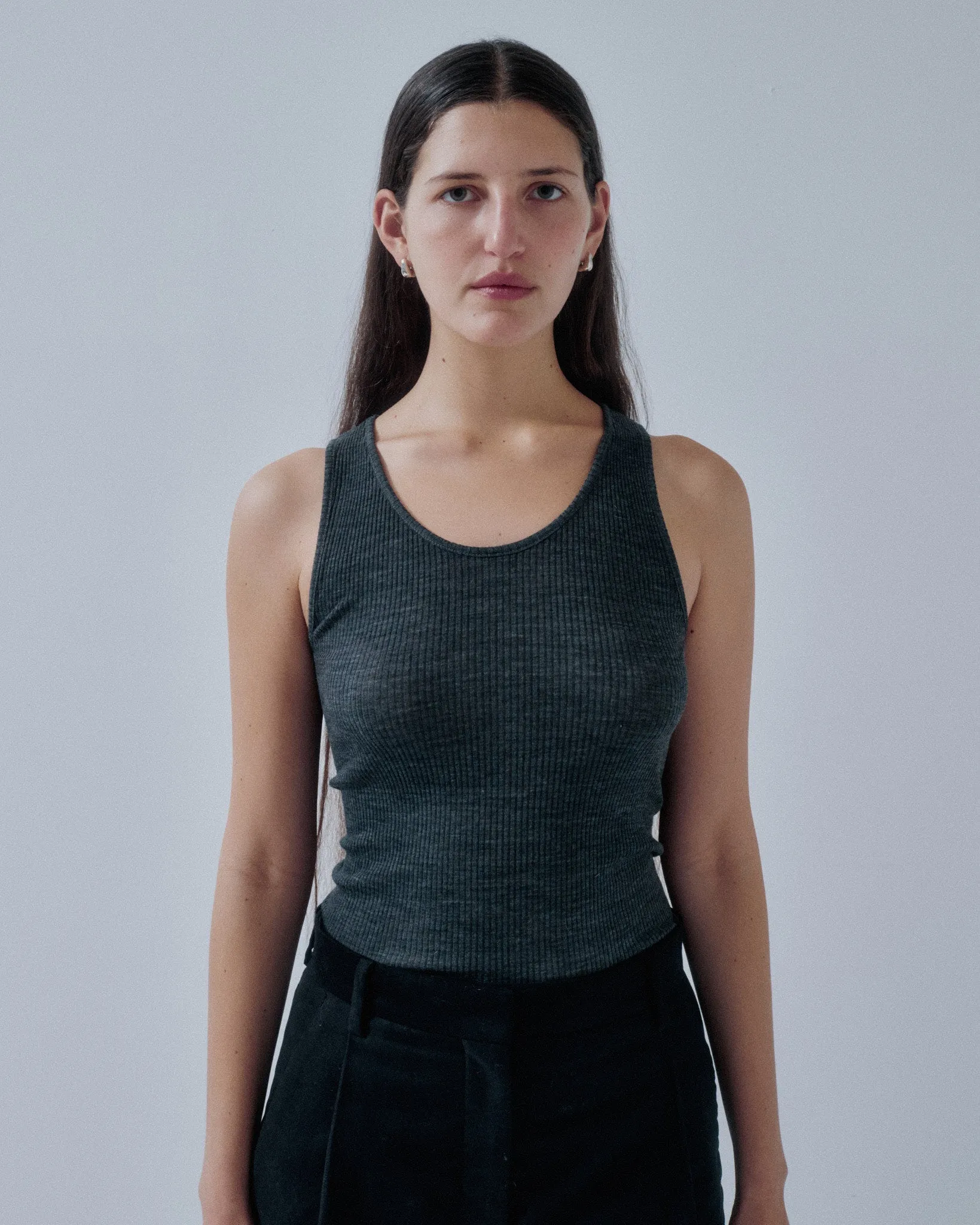 Circular Rib Tank in Heather Gray sold by Sayaka Davis