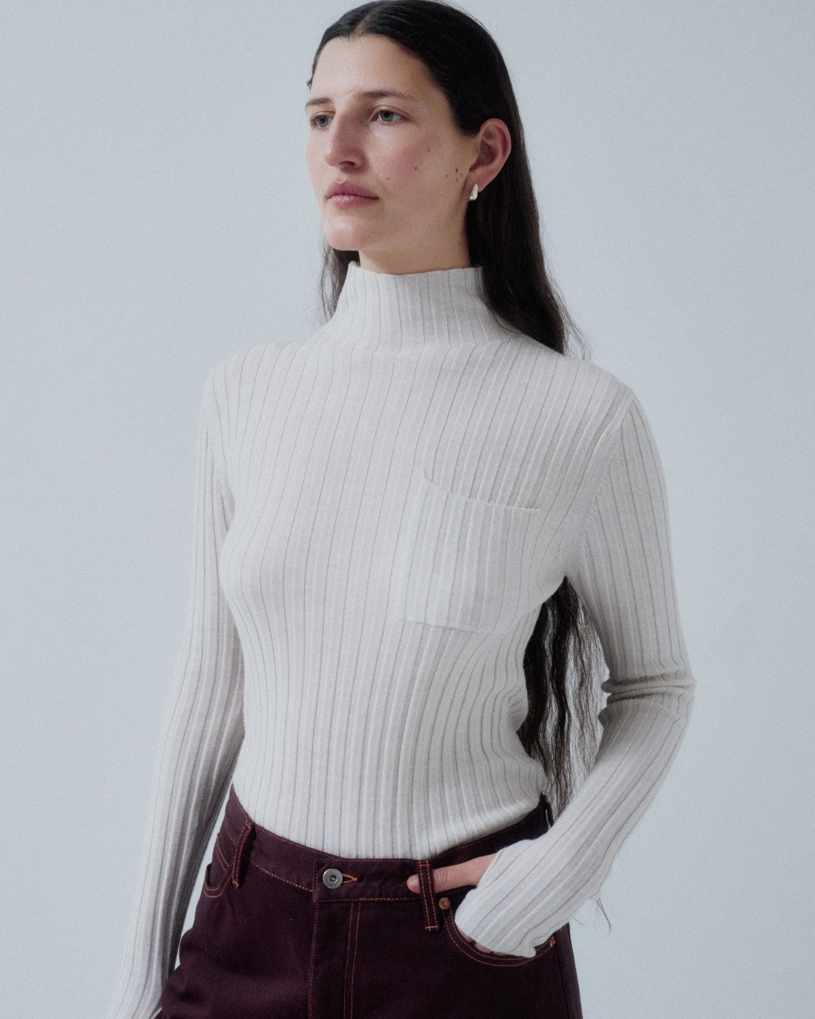 Wide Rib Mockneck in Mist sold by Sayaka Davis product image thumbnail 2