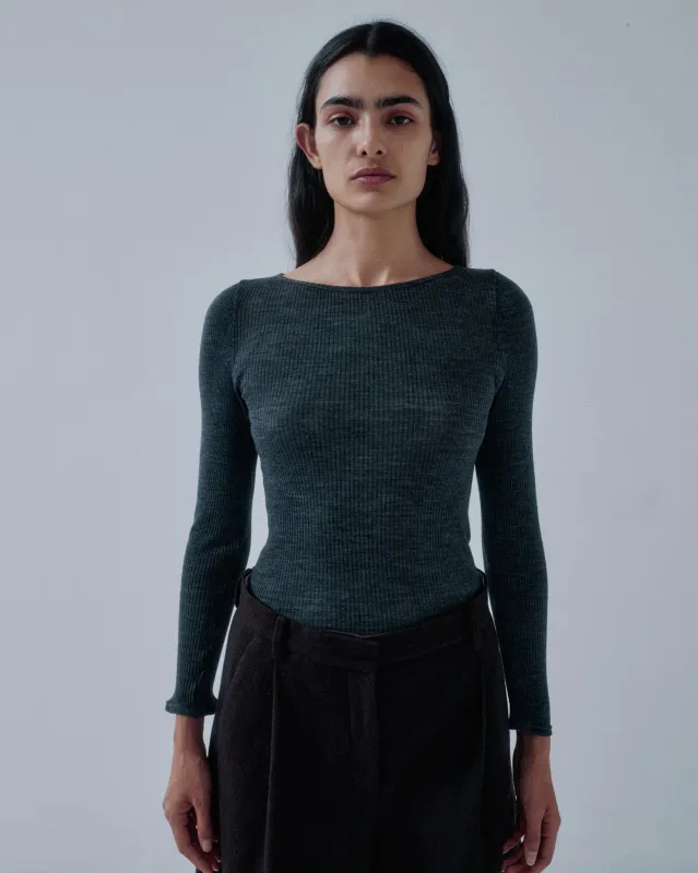 Circular Rib Crewneck in Heather Gray made by Sayaka Davis
