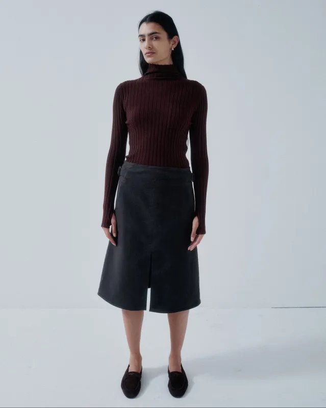 Wide Rib Mockneck in Chocolate made by Sayaka Davis
