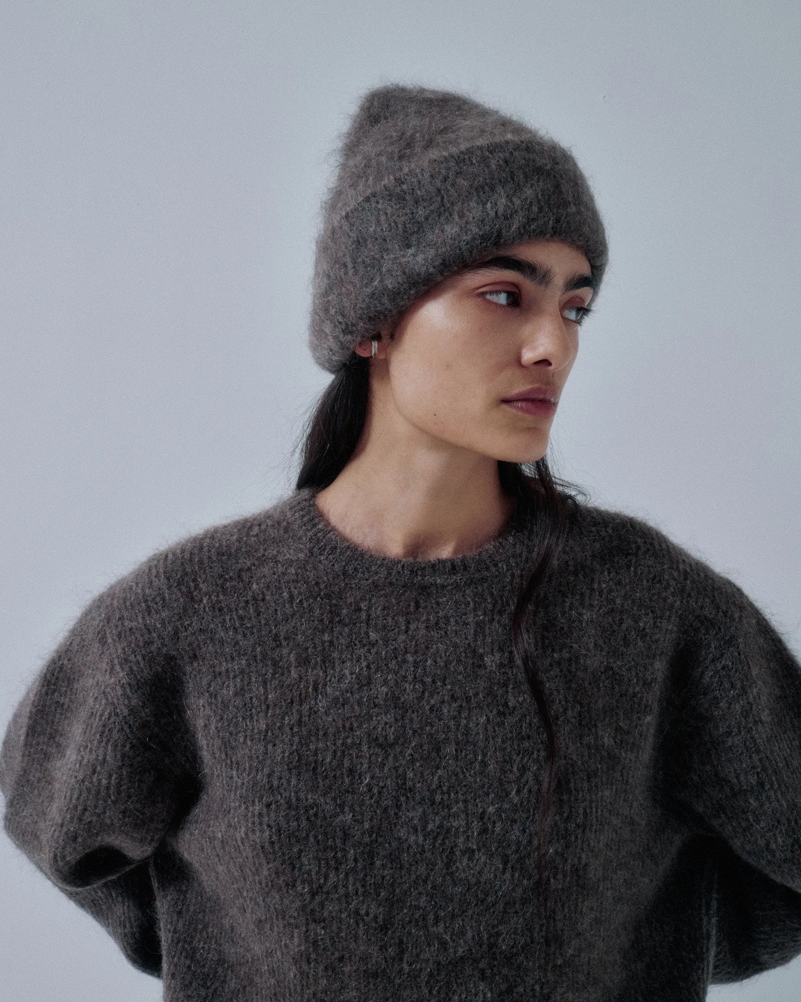 Brushed Mohair Beanie in Ash Brown sold by Sayaka Davis product image thumbnail 2