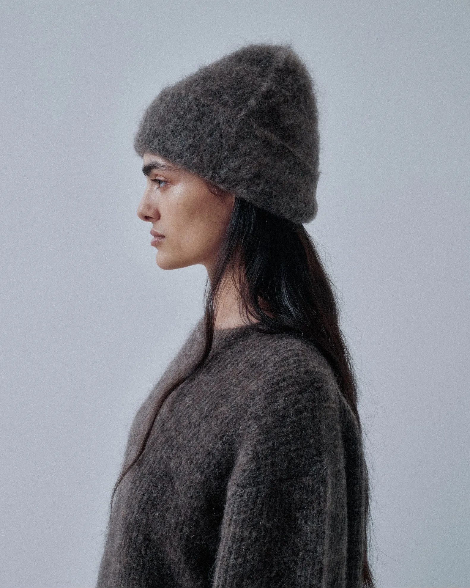 Brushed Mohair Beanie in Ash Brown sold by Sayaka Davis product image thumbnail 3