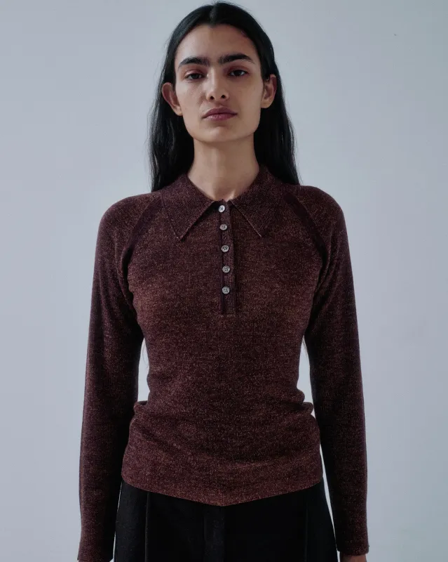 Combo Ribbed Polo in Choclate x Orange made by Sayaka Davis