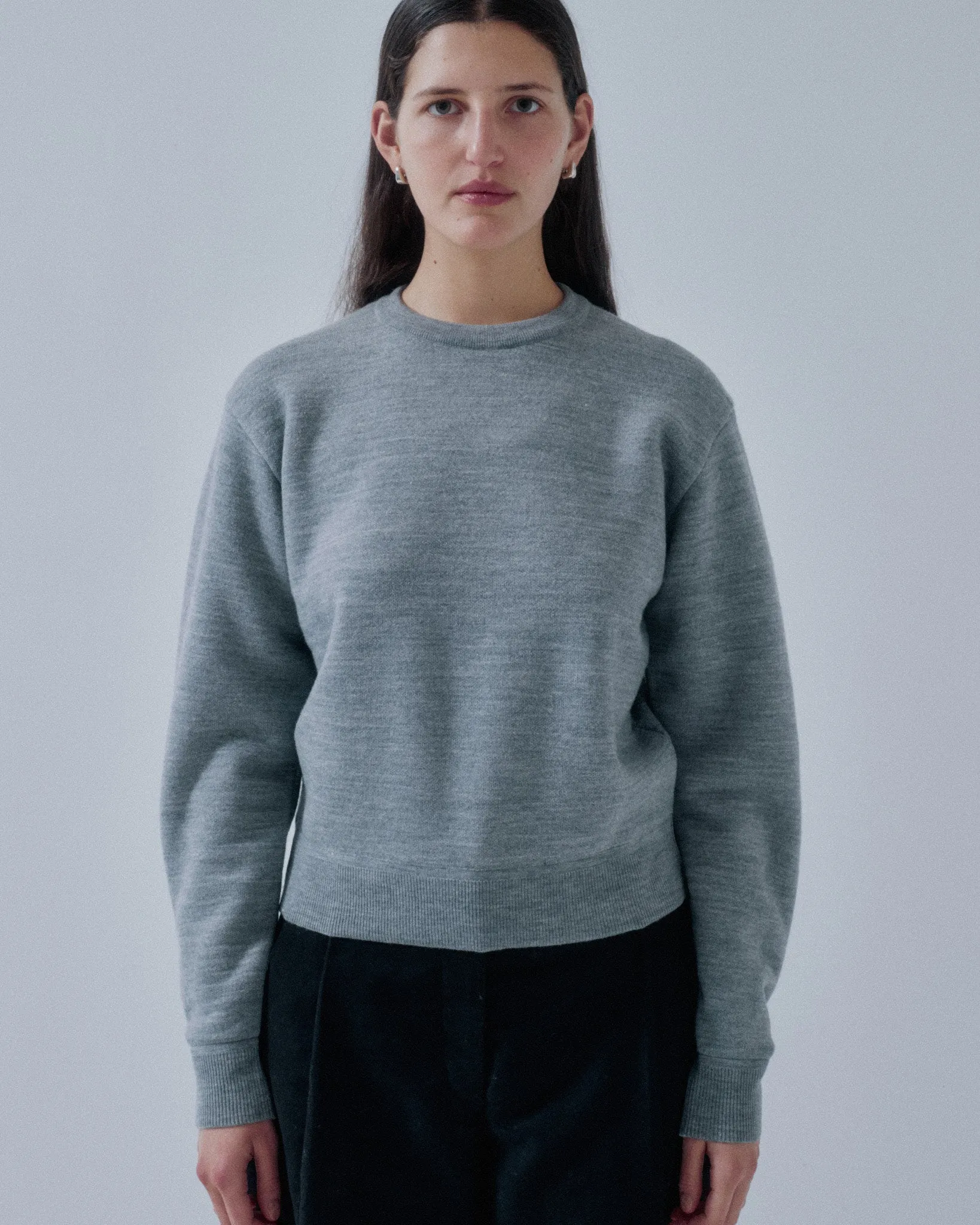 Boy-Fit Knit Sweatshirt in Heather Gray sold by Sayaka Davis