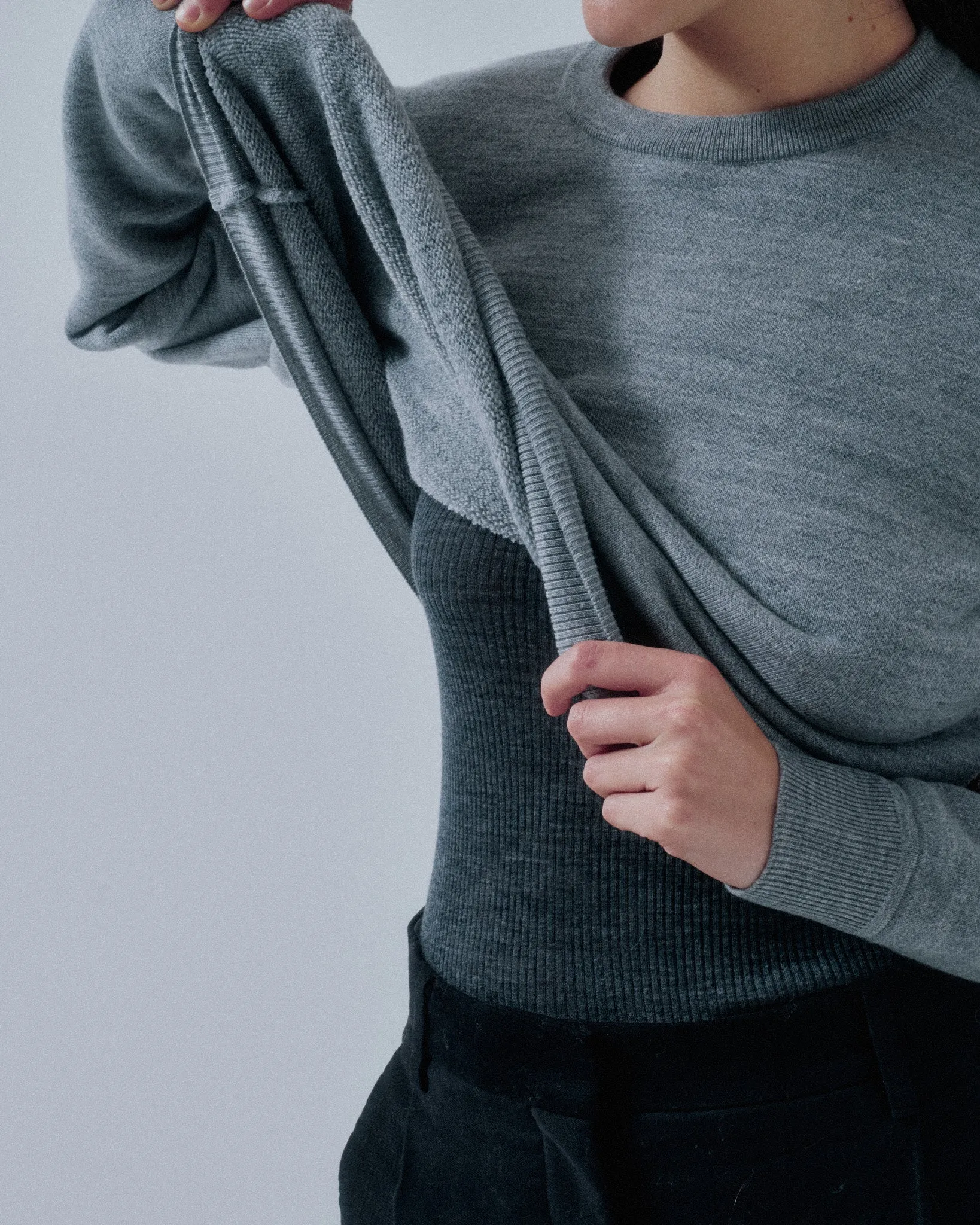 Boy-Fit Knit Sweatshirt in Heather Gray sold by Sayaka Davis product image thumbnail 5