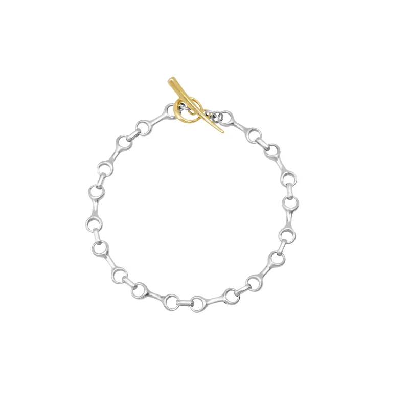 15 MM  Two Tone Double Beam Chain Bracelet with Tusk Clasp sold by Gabriela Artigas