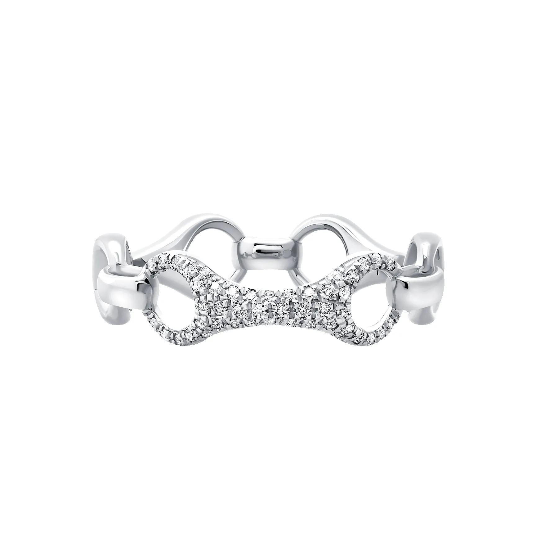 15 MM Beam Link Ring with Top Link with White Pavé Diamonds sold by Gabriela Artigas product image thumbnail 4
