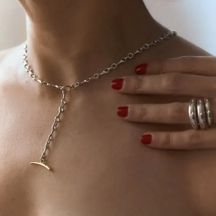 15 MM Two Tone Double Beam Chain Necklace with Tusk Clasp sold by Gabriela Artigas product image thumbnail 3