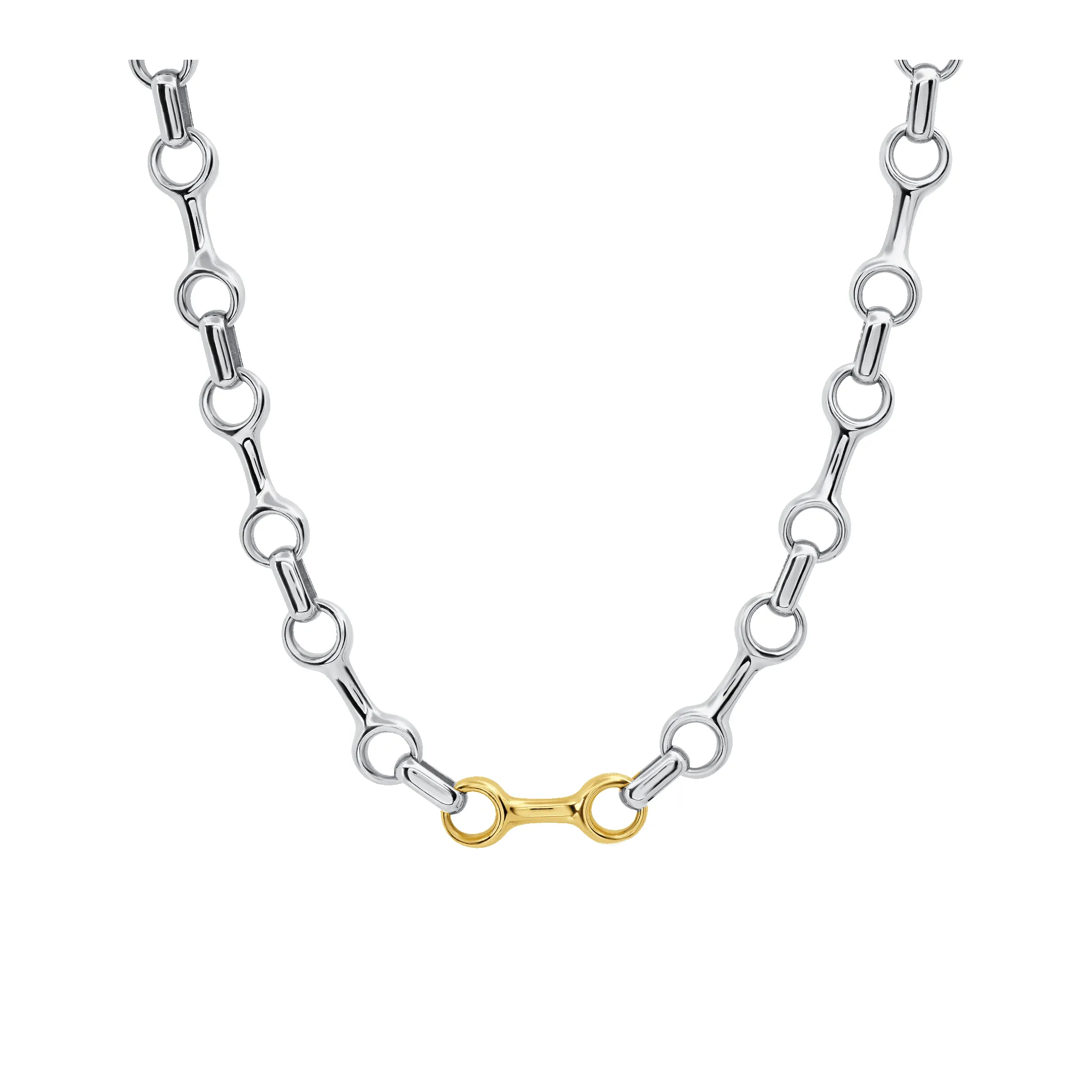 15 MM Two Tone Double Beam Chain Necklace with Tusk Clasp sold by Gabriela Artigas product image thumbnail 4