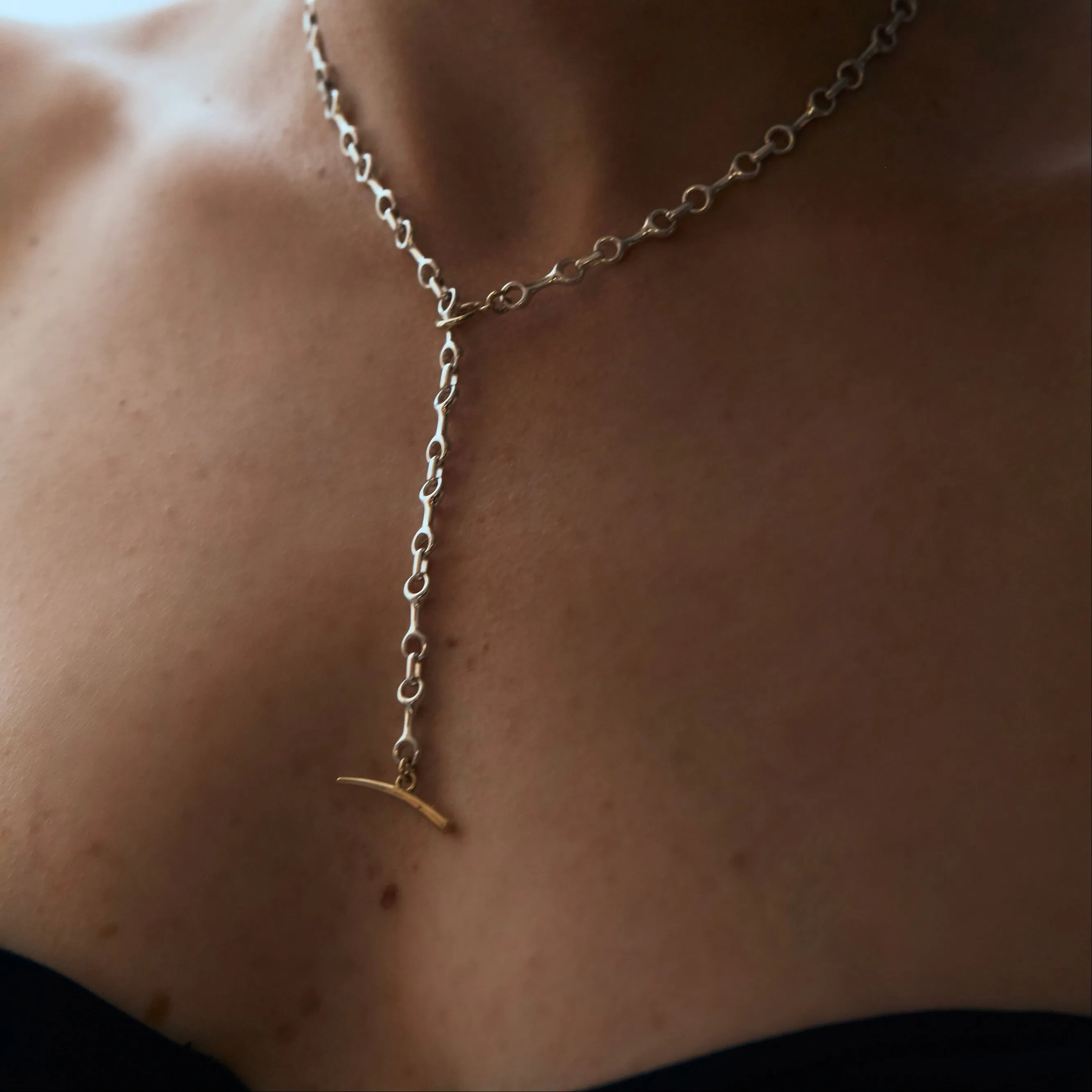 15 MM Two Tone Double Beam Chain Necklace with Tusk Clasp sold by Gabriela Artigas product image thumbnail 5