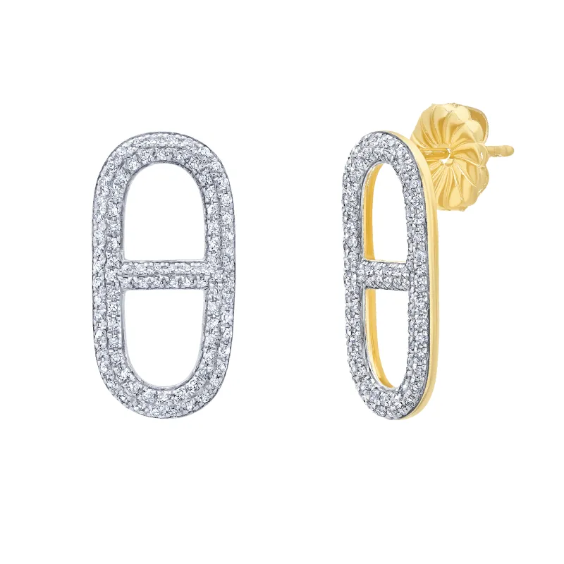 Stirrup Link Stud with White Pave Diamonds made by Gabriela Artigas