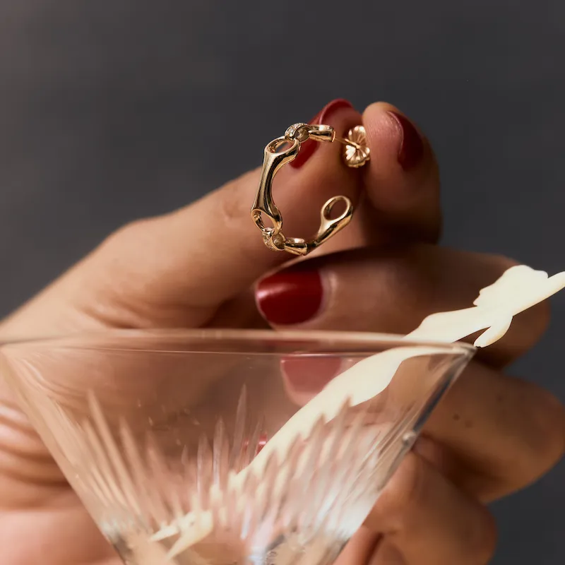 15 MM Double Beam Hoops with Pave Connectors sold by Gabriela Artigas product image thumbnail 4