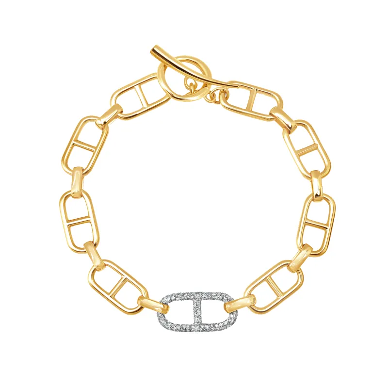 Stirrup Chain Bracelet with Pave Stirrup Link and Tusk Clasp sold by Gabriela Artigas