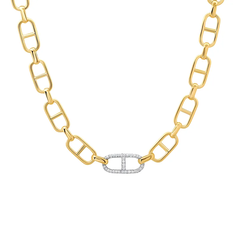 Stirrup Chain Necklace with Pave Stirrup Link and Tusk Clasp made by Gabriela Artigas