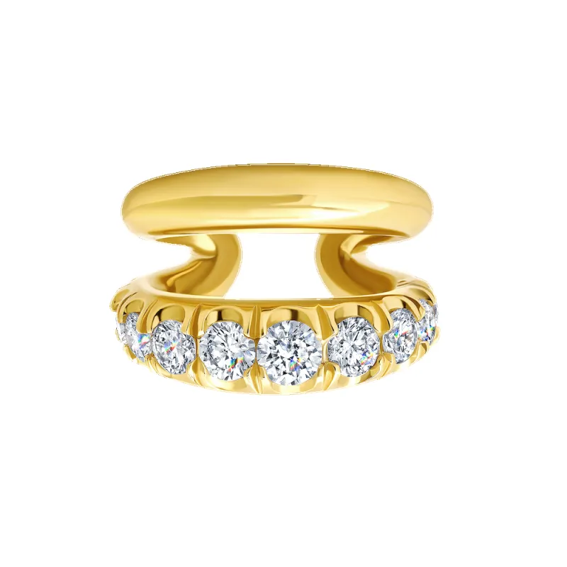 Grande Twin Tusk Ear Cuff with White Ascending Diamonds made by Gabriela Artigas