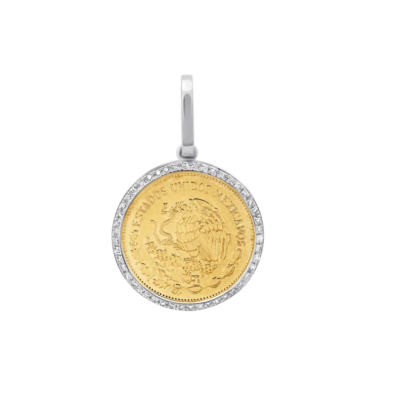 Vintage Coin Pendant with White Pavé Diamonds made by Gabriela Artigas