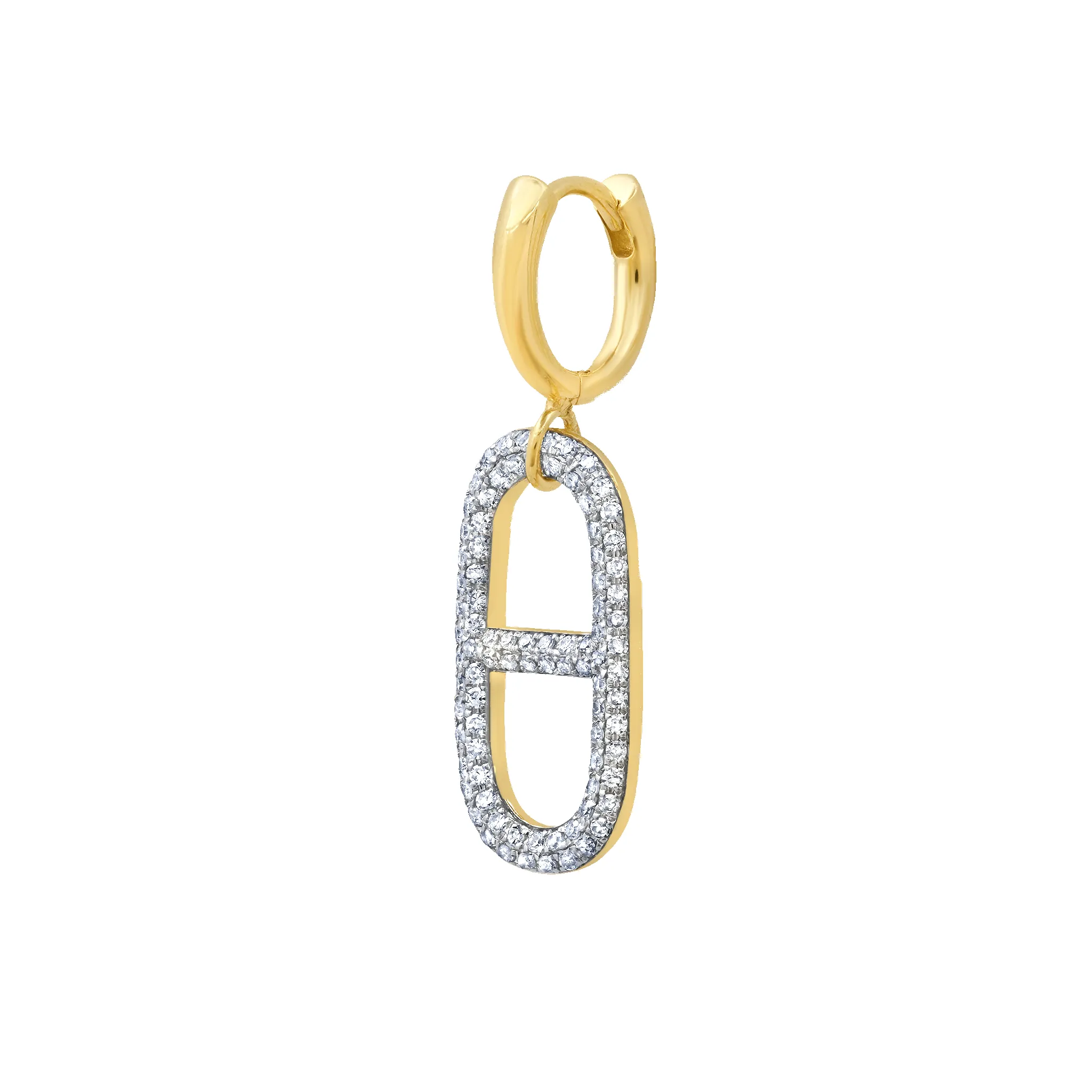 Stirrup Link with White Pave Diamonds Huggie sold by Gabriela Artigas product image thumbnail 4