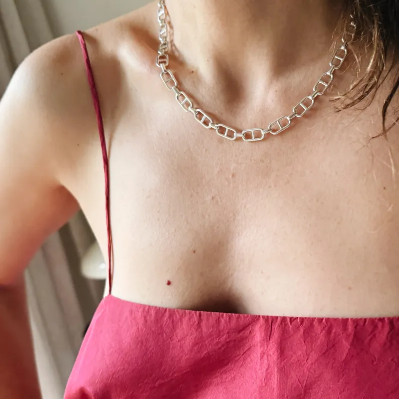 Stirrup Chain Necklace with Tusk Clasp made by Gabriela Artigas