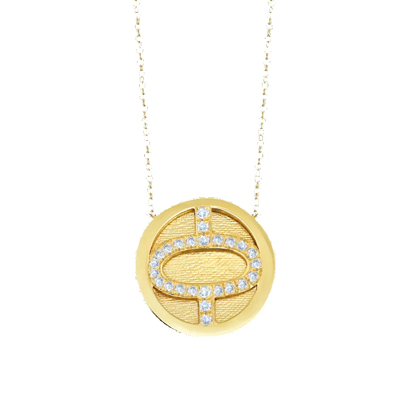 Small Medallion Necklace with White Pavé Diamonds made by Gabriela Artigas