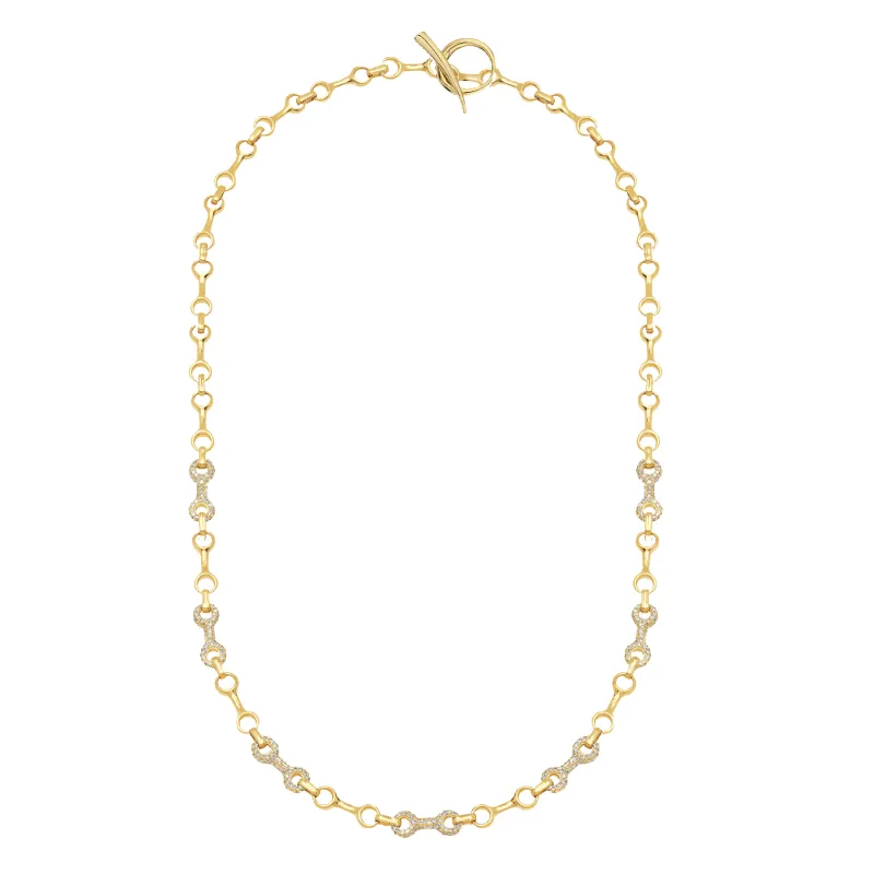 15 MM Double Beam Alterno Chain Necklace with Pavé Links. made by Gabriela Artigas