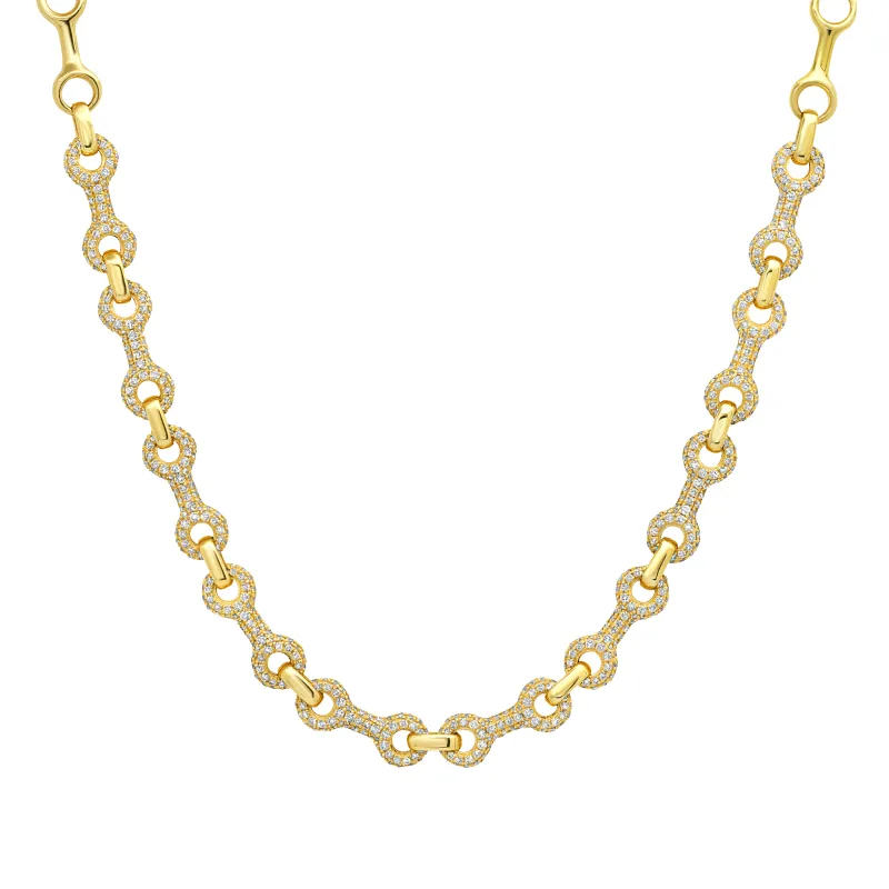 15 MM Double Beam Continuo Chain Necklace with Pavé Links. made by Gabriela Artigas