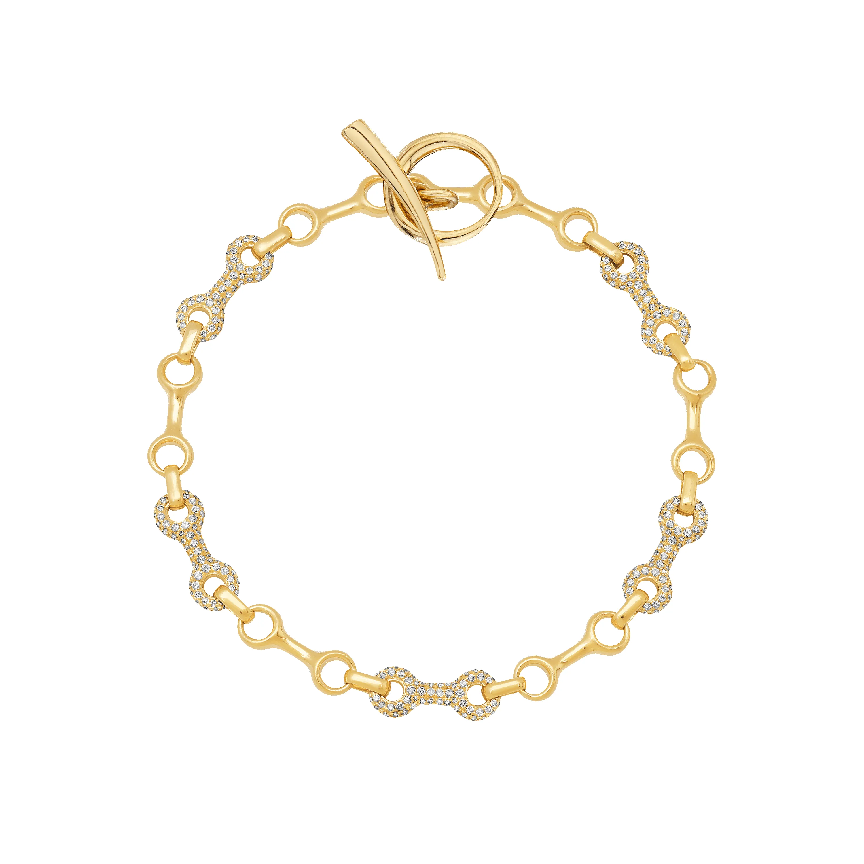 15 MM Double Beam Alterno Chain Bracelet with Pave Links sold by Gabriela Artigas