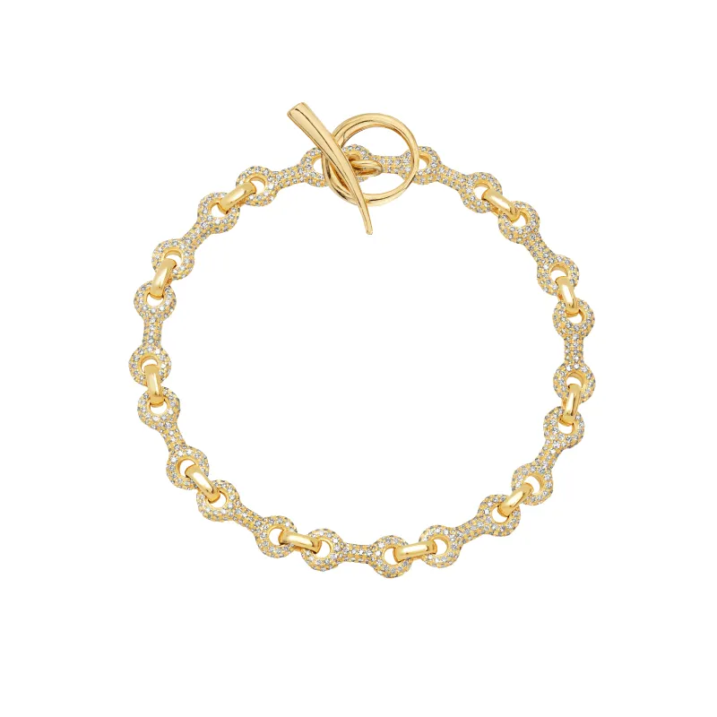 15 MM Double Beam Chain Continuo Bracelet with Pavé Links sold by Gabriela Artigas