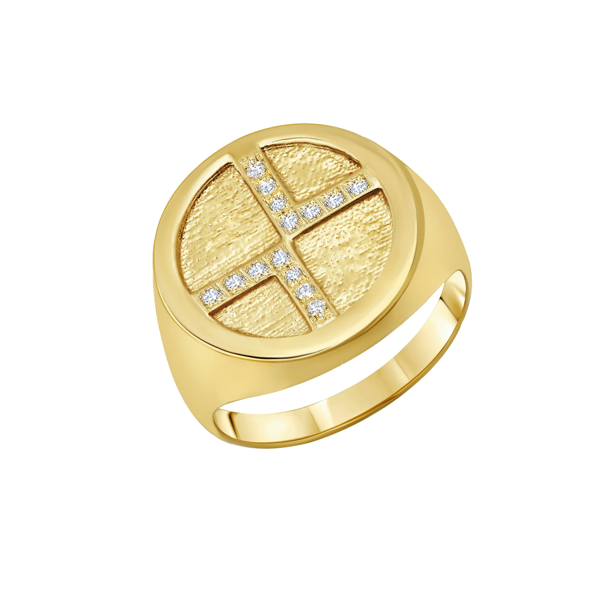 Medallion Rings with Center White Pavé Diamonds sold by Gabriela Artigas