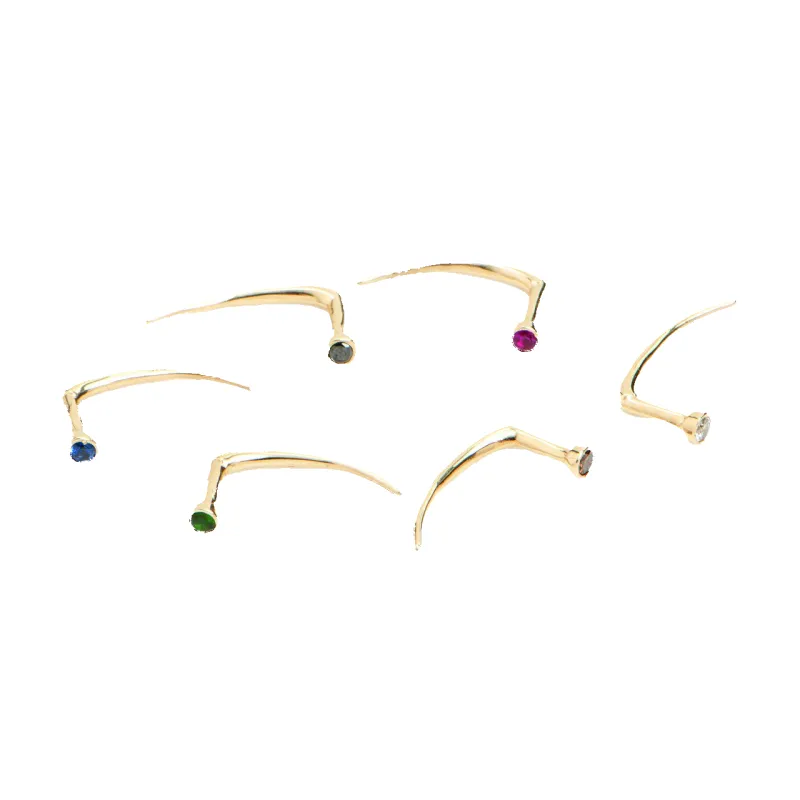 Infinite Tusk Earring with Color Stone made by Gabriela Artigas
