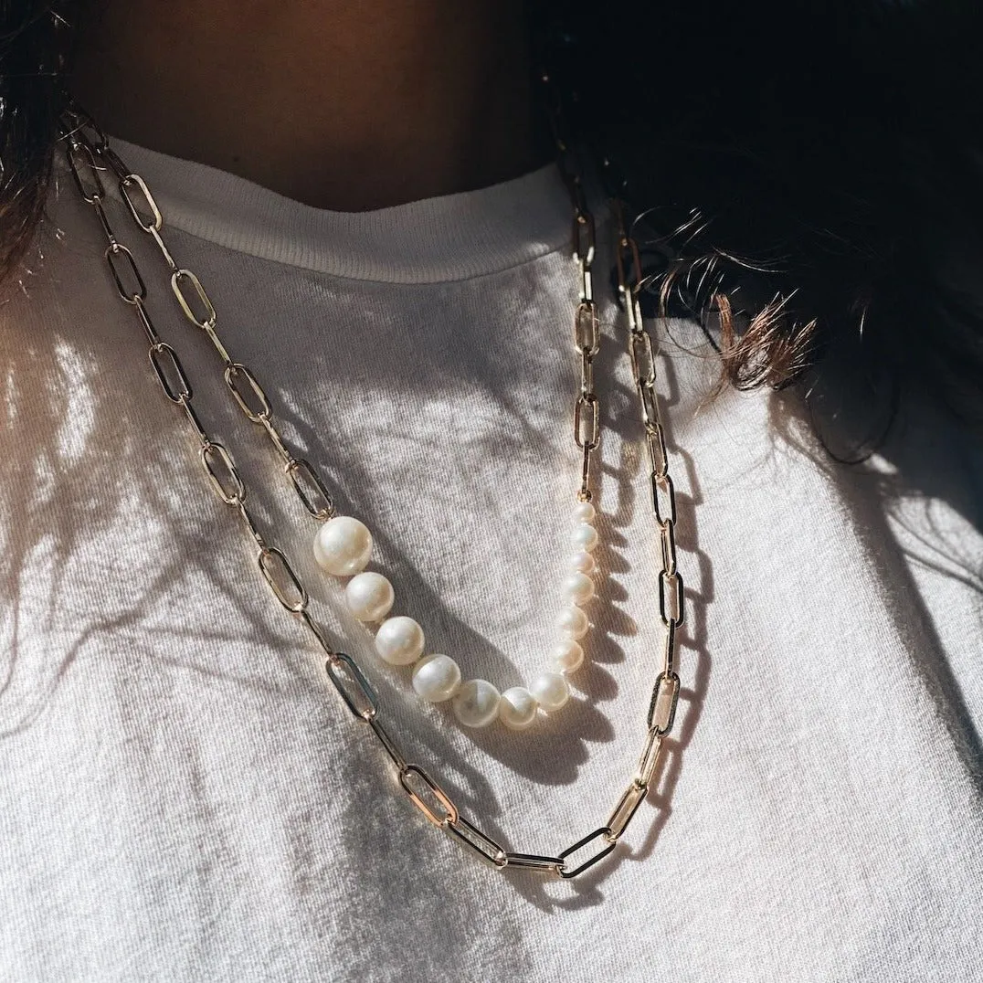 Fine Ascending Pearls Necklace on Rectangular Chain sold by Gabriela Artigas product image thumbnail 3