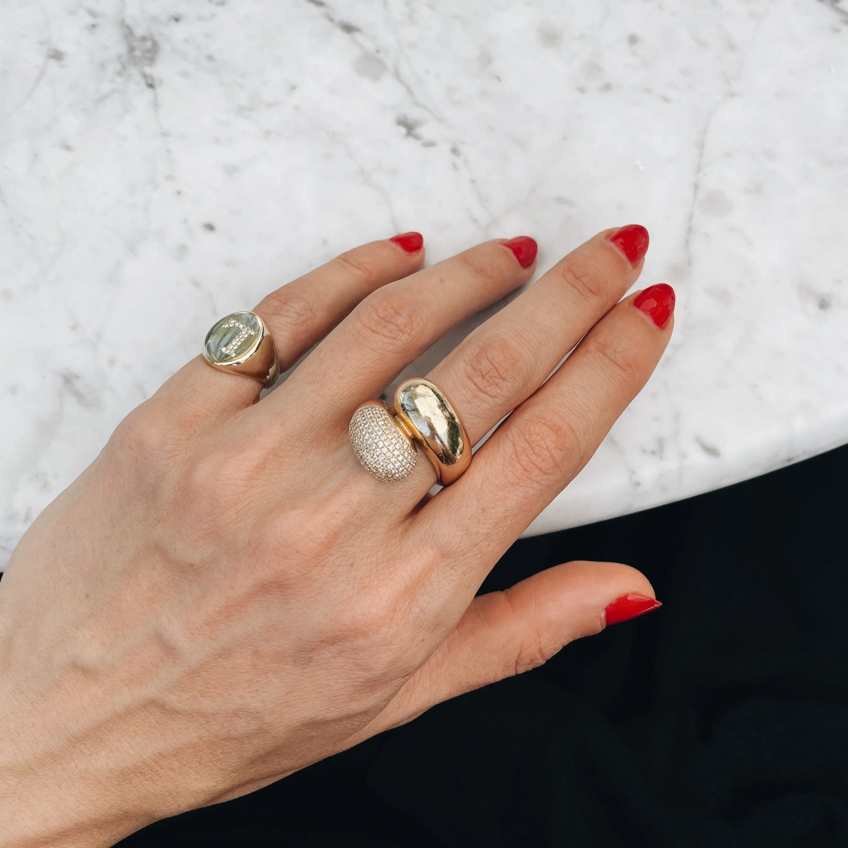 Double Apse Ring with One Side White Pavé Diamonds sold by Gabriela Artigas product image thumbnail 4