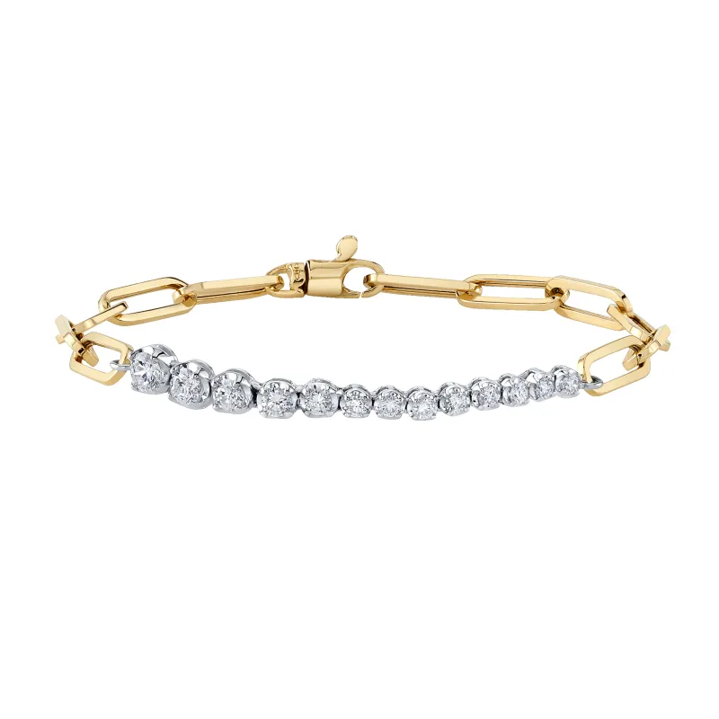 Ascending Diamonds on Rectangular Chain Bracelet sold by Gabriela Artigas