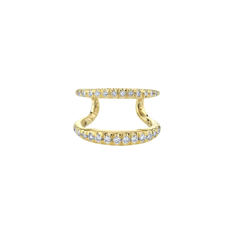 Twin Tusk Ear Cuff with Double Line Pavé White Diamonds sold by Gabriela Artigas