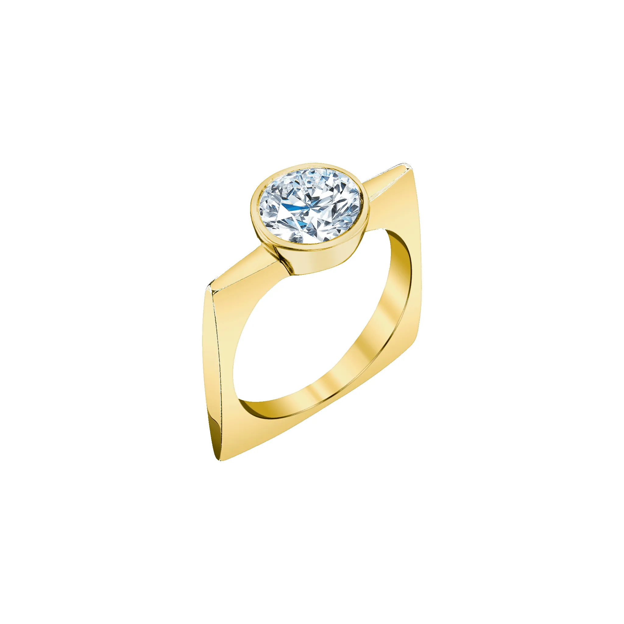 Pilar Square Ring with Round Diamond sold by Gabriela Artigas