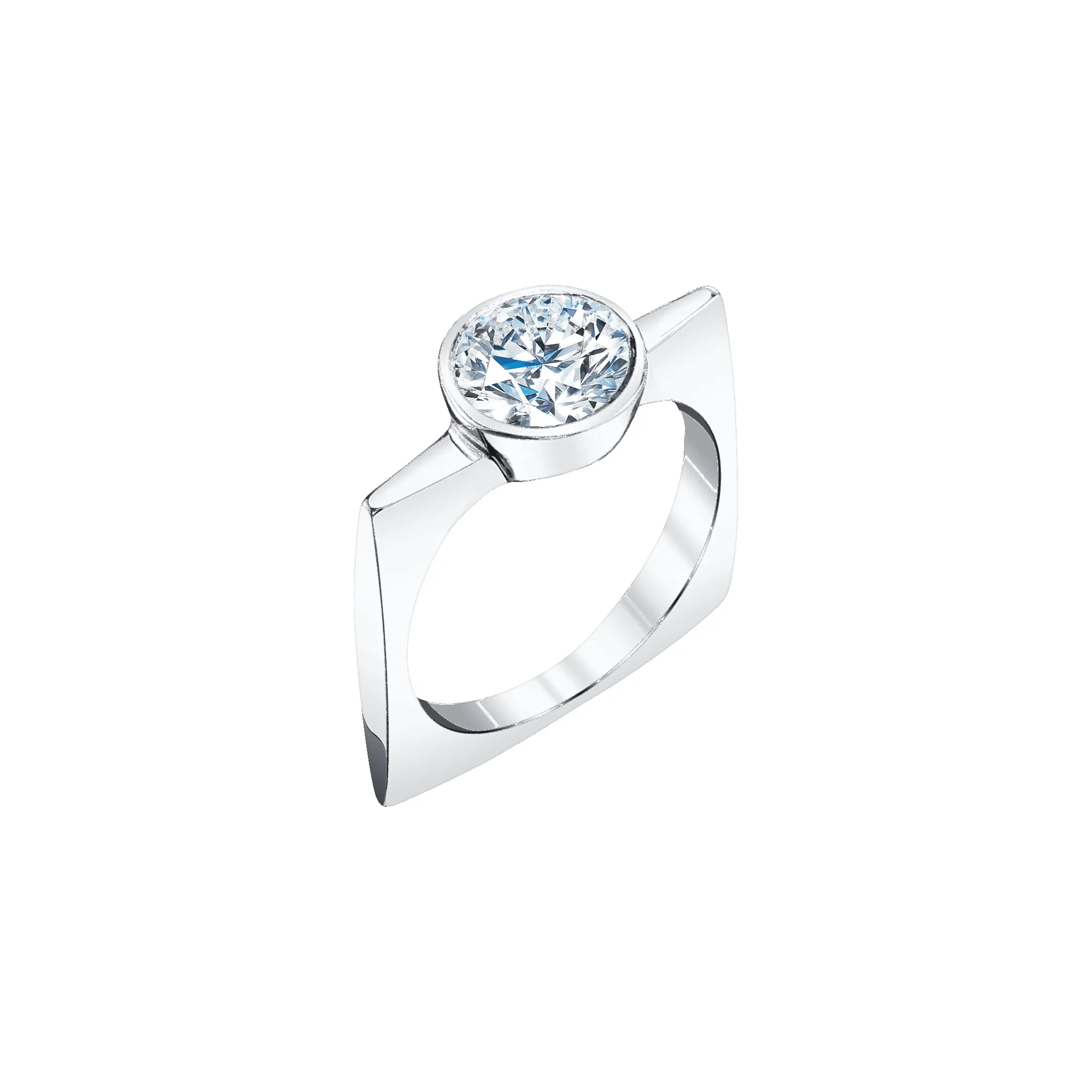 Pilar Square Ring with Round Diamond sold by Gabriela Artigas product image thumbnail 5