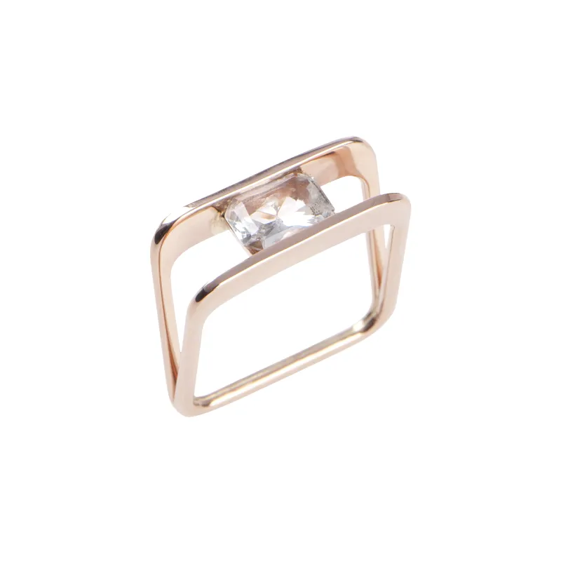 V Ring with Floating Diamond made by Gabriela Artigas