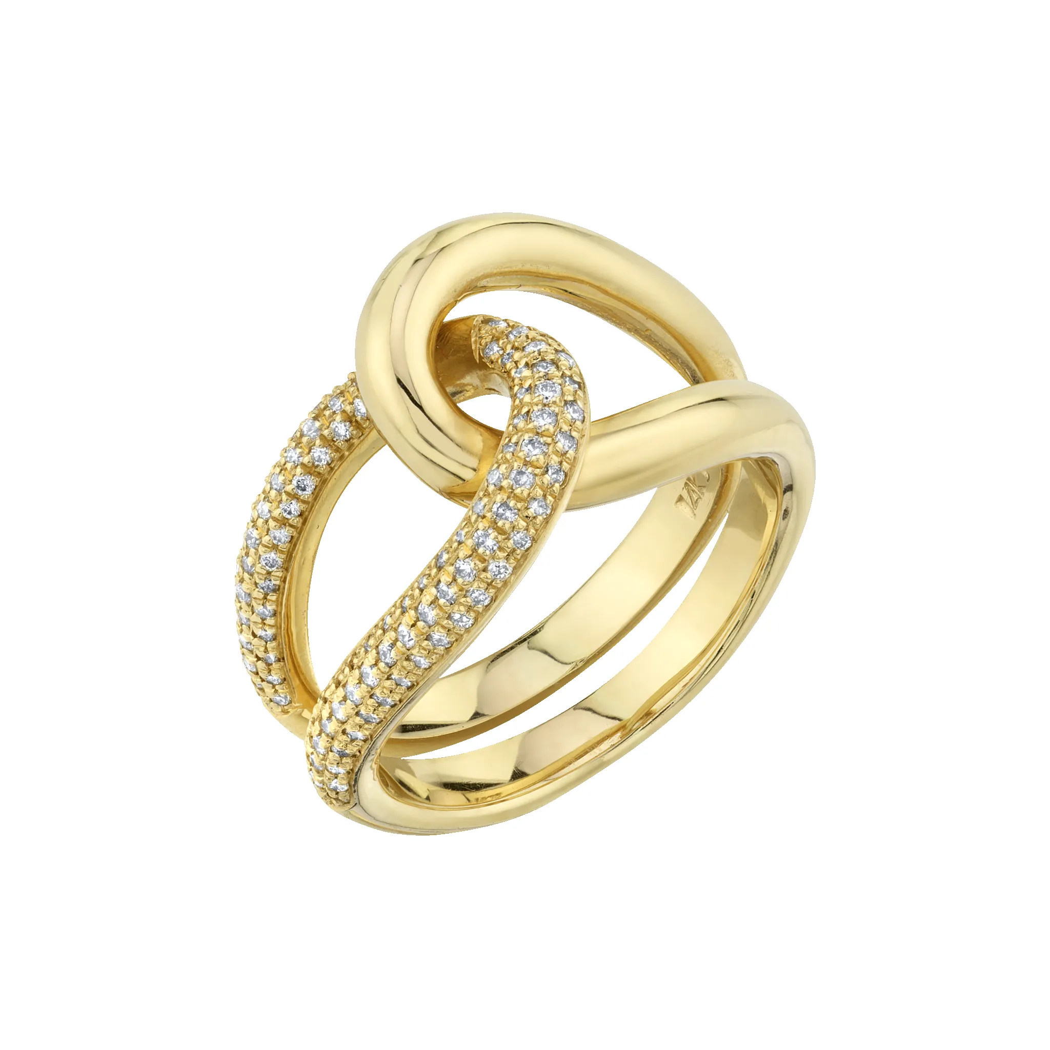 Link Ring with White Pavé Diamonds sold by Gabriela Artigas