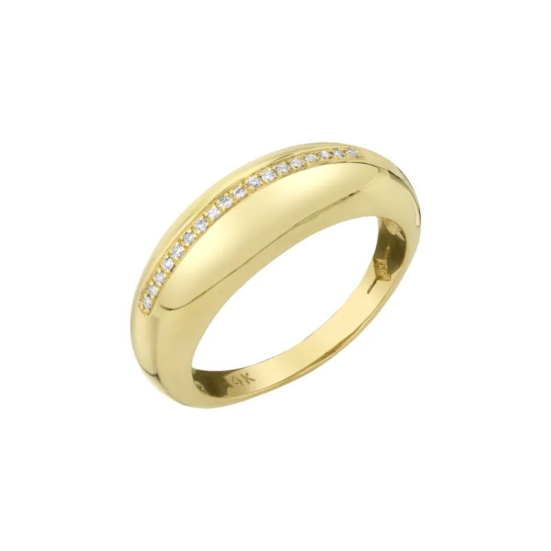 Small Balloon Ring with Row of Pavé White Diamonds sold by Gabriela Artigas